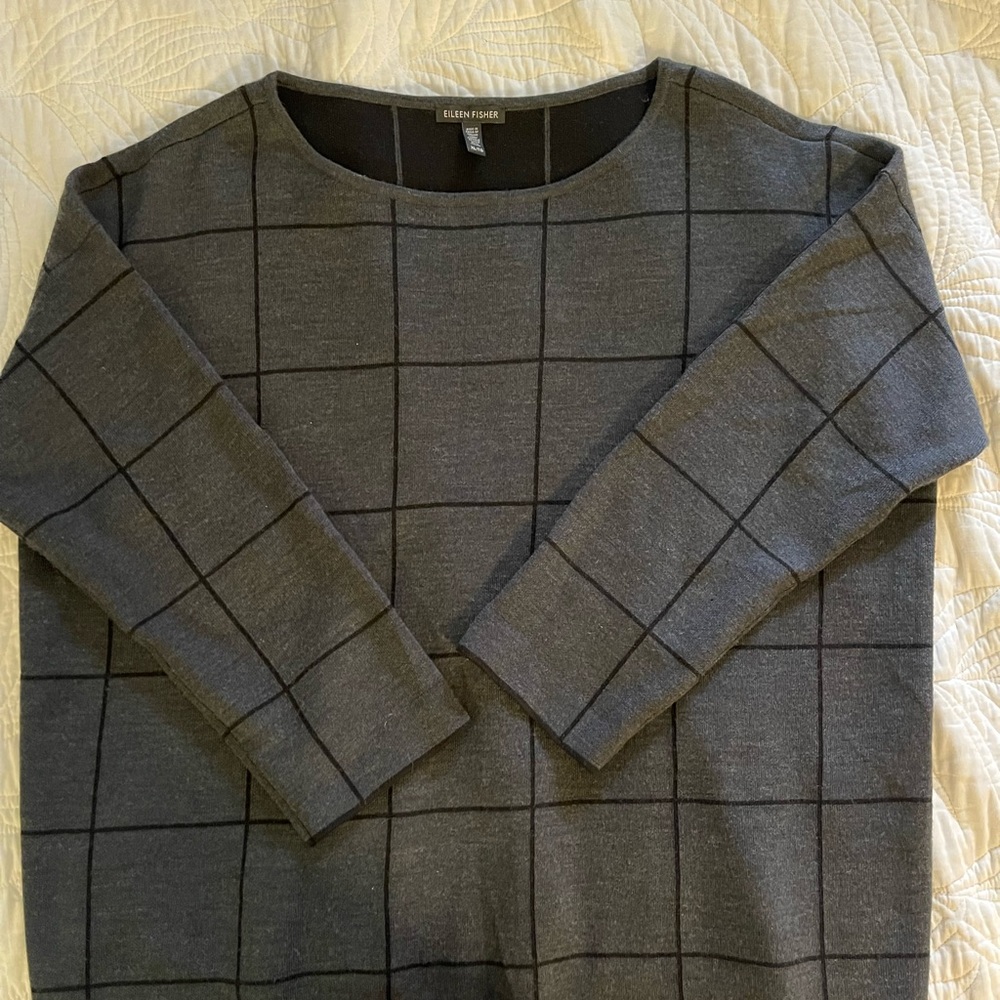 Eileen Fisher charcoal grey wool sweater